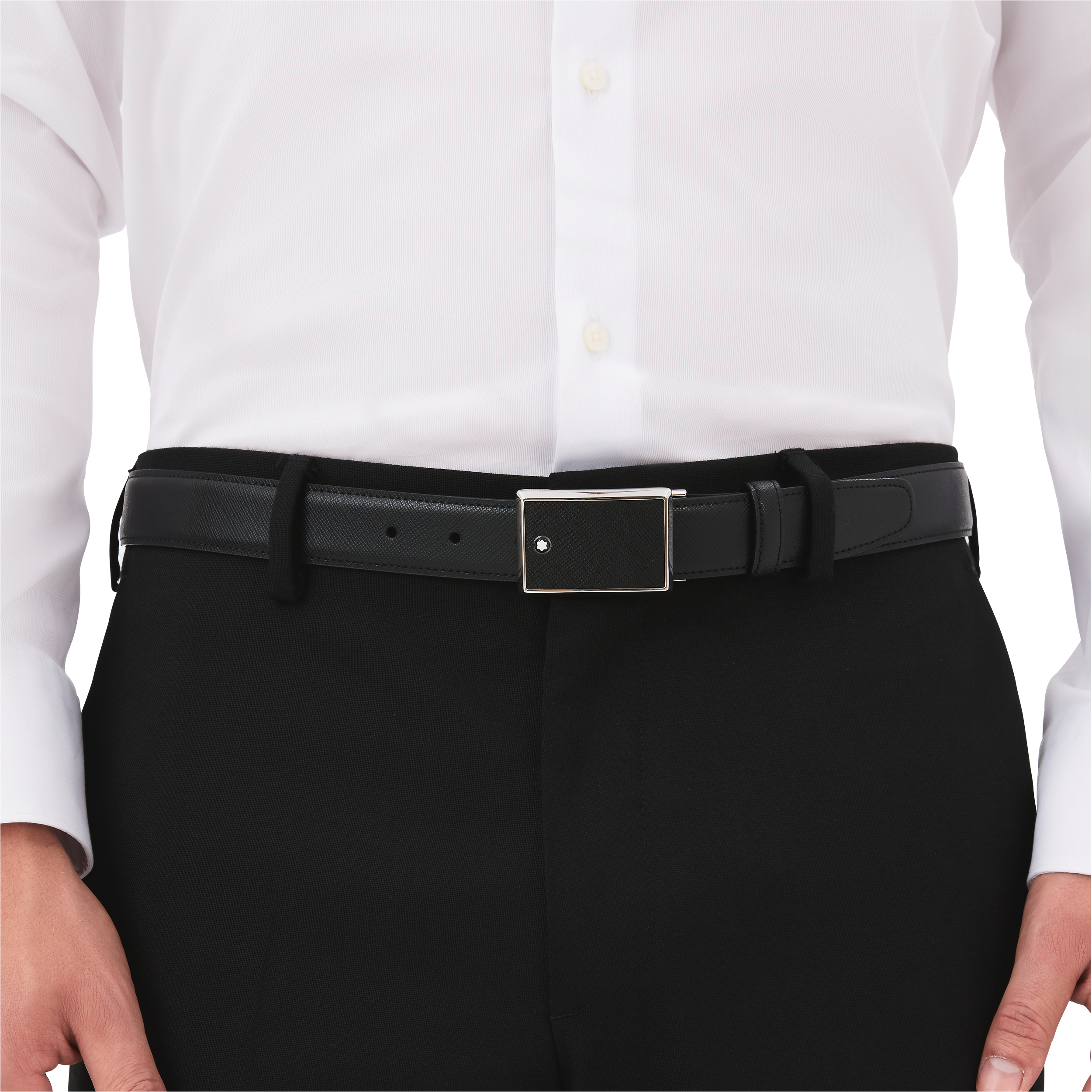 Black 30 mm leather belt, image 3