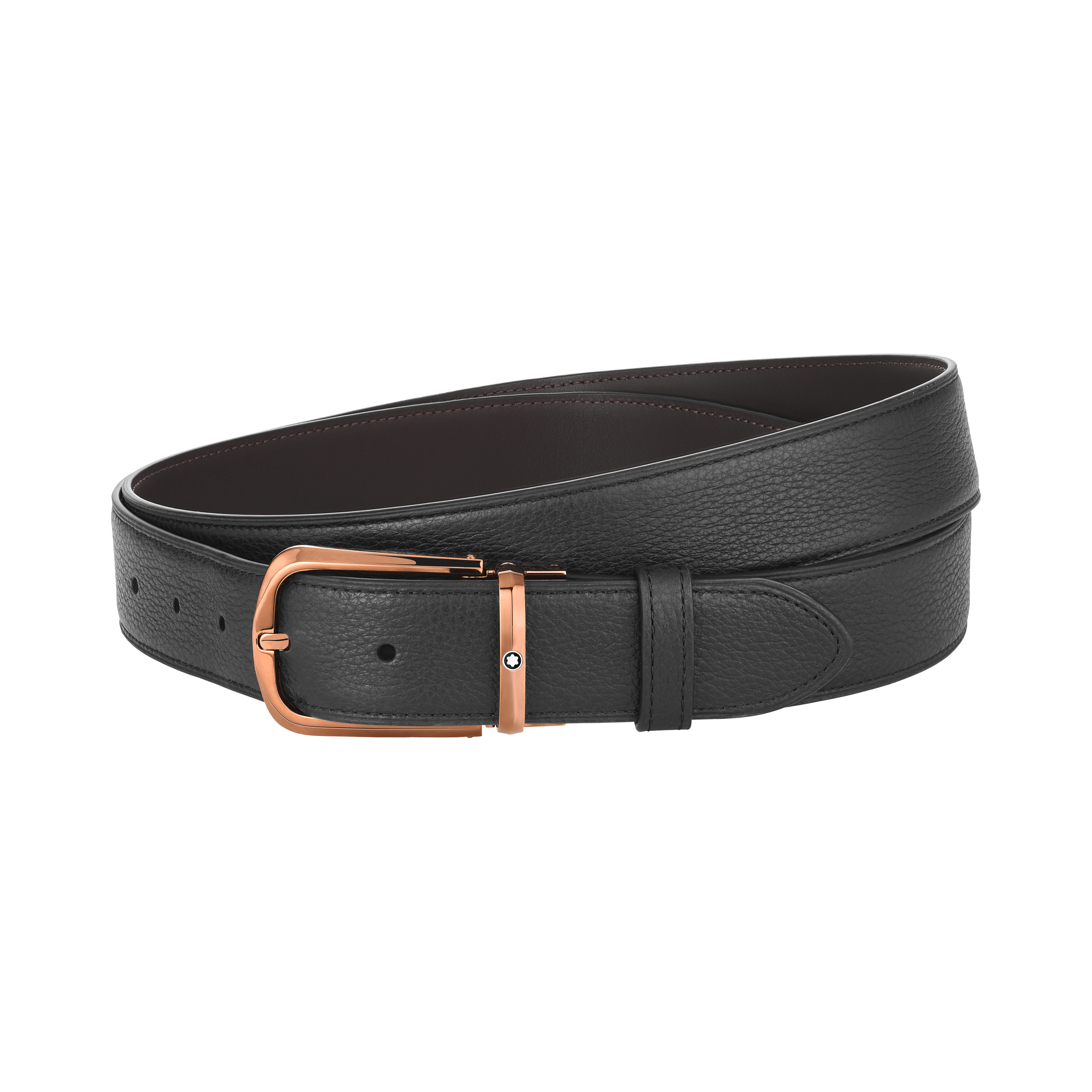 Black/brown 35 mm reversible leather belt, image 3