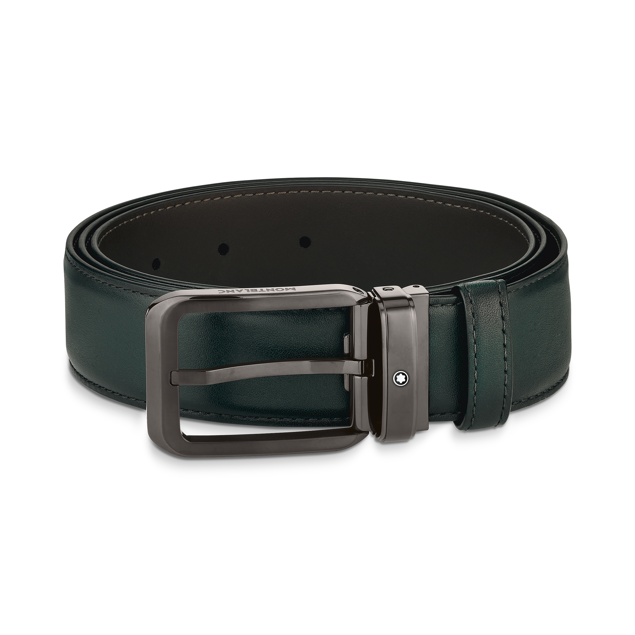 Green 35 mm leather belt, image 3