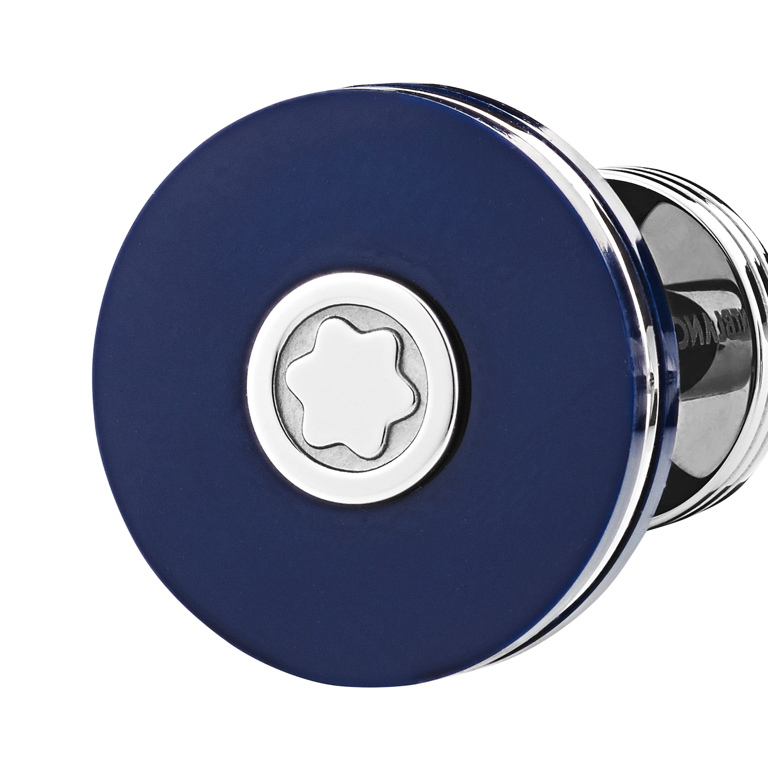Cufflinks, round in stainless steel with blue resin, image 4