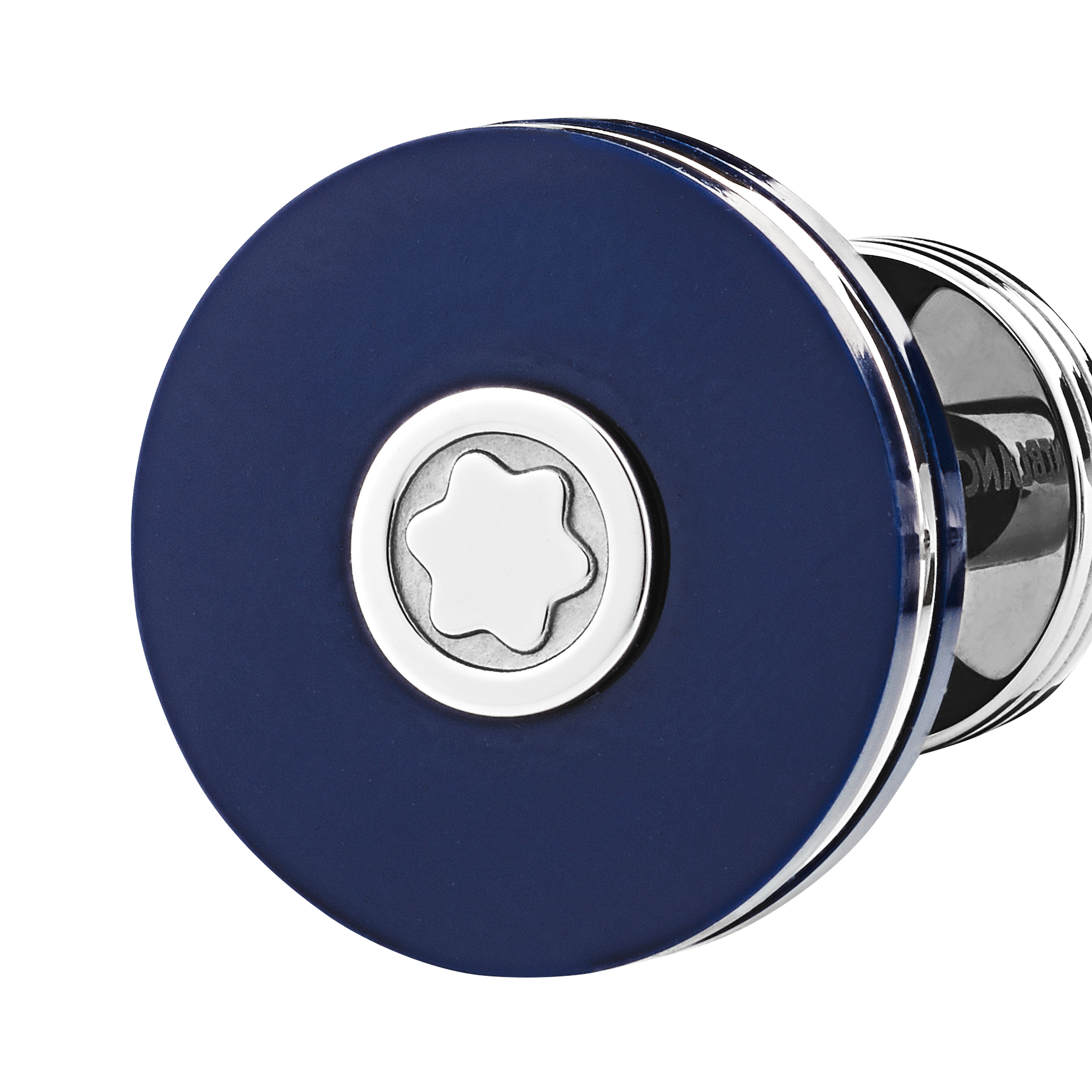 Cufflinks, round in stainless steel with blue resin, image 2