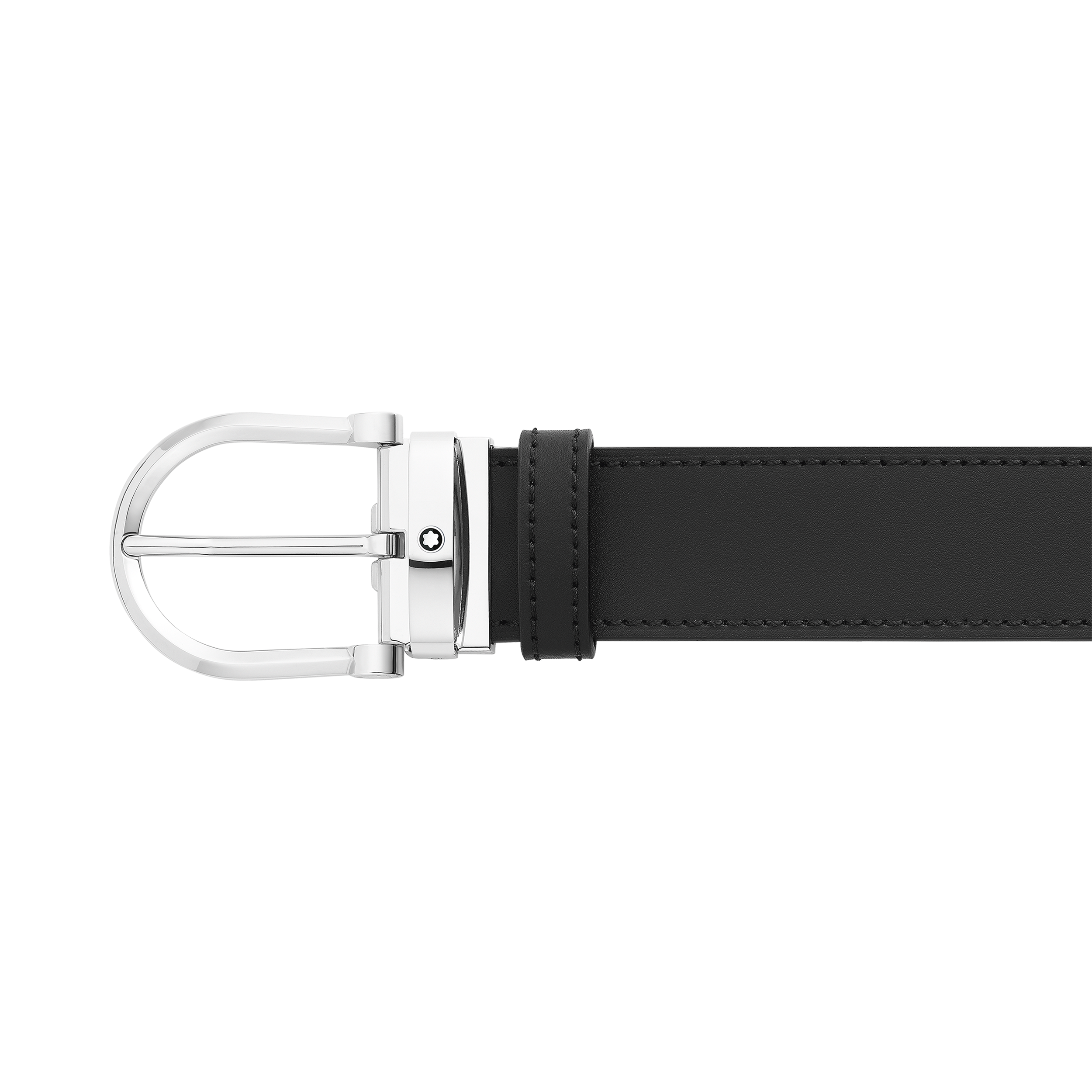 Horseshoe buckle black/blue 35 mm reversible leather belt, image 2