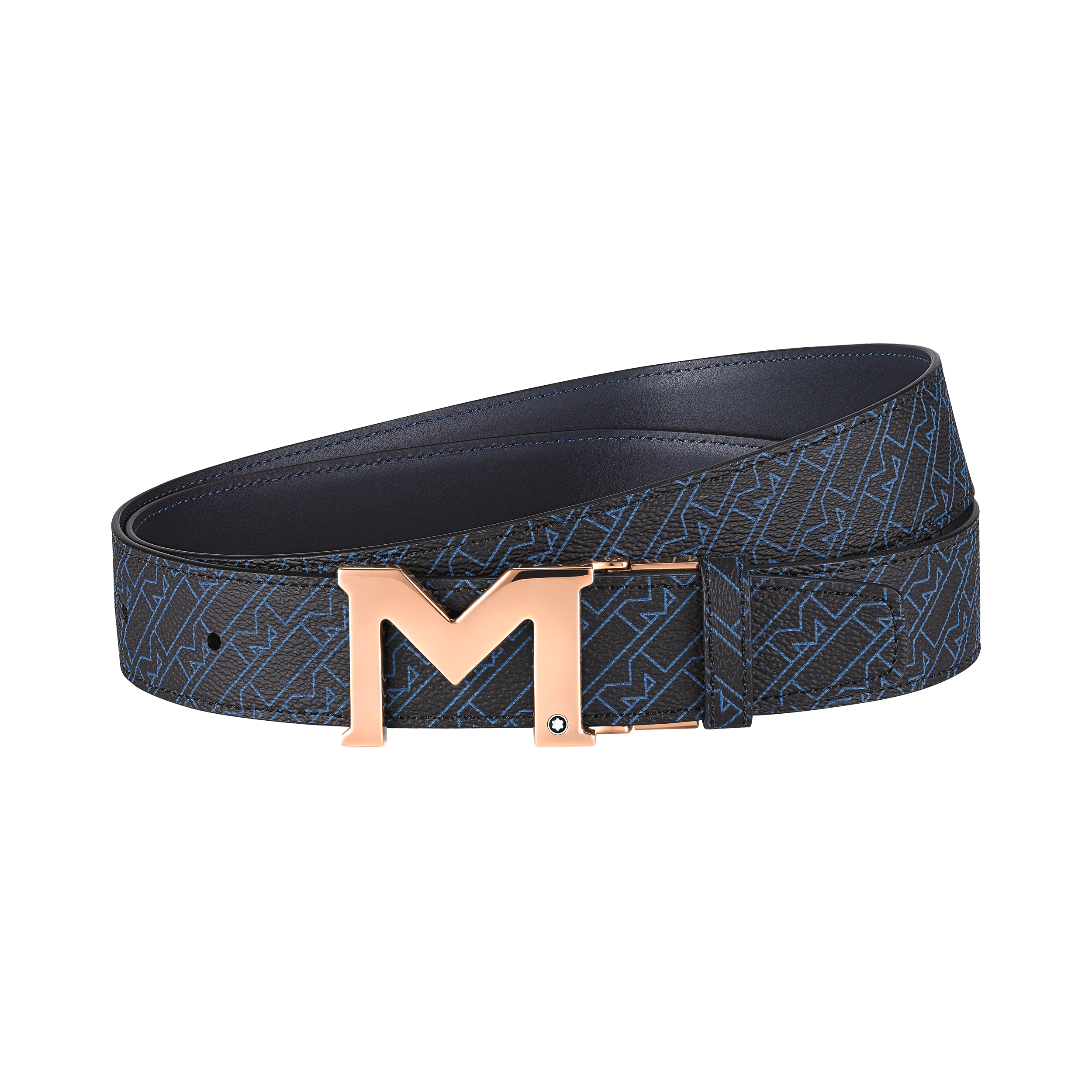 M buckle blue 35 mm reversible PVC belt, image 3