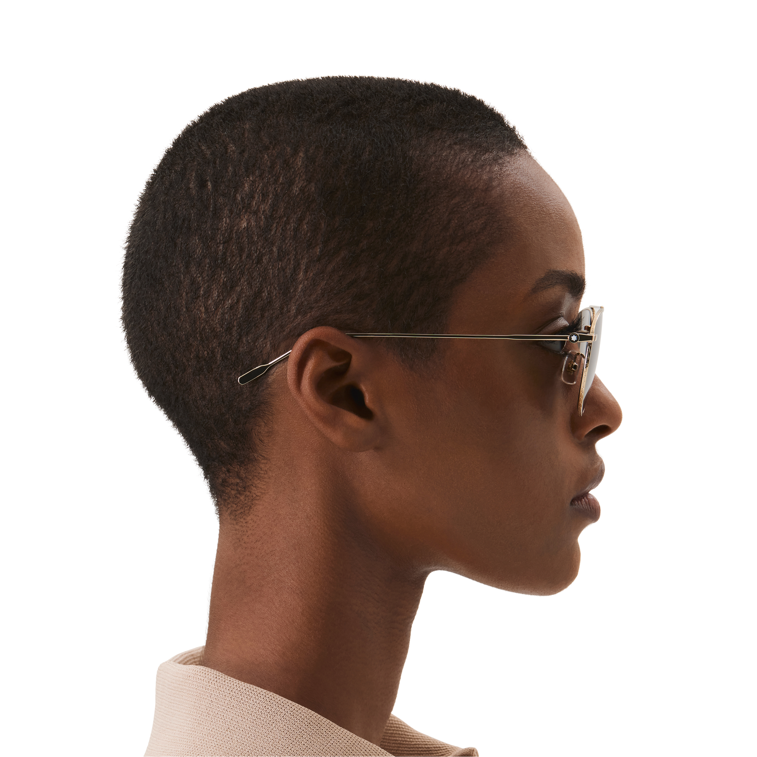 Round Sunglasses with Gold-Colored Metal Frame and Gray Lenses, image 3