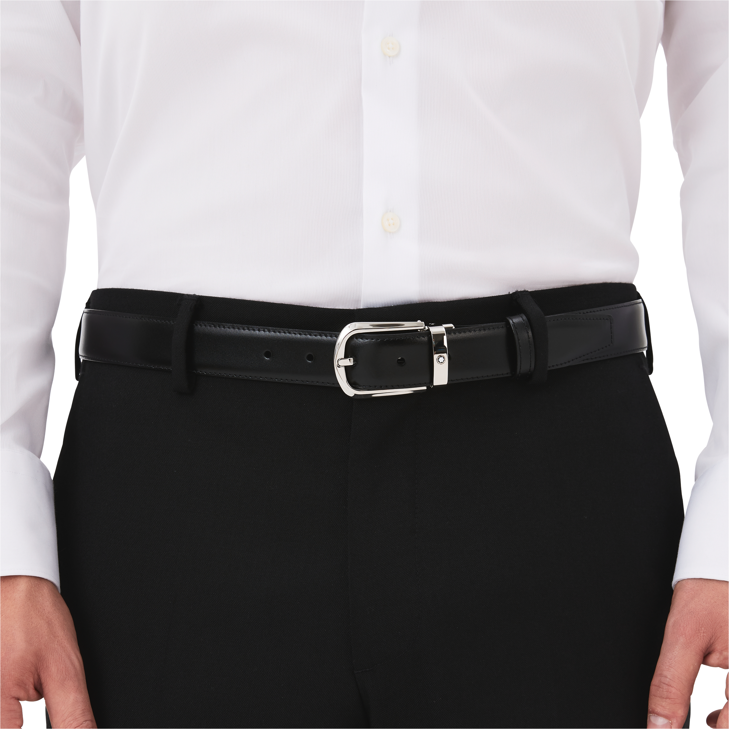 Horseshoe buckle black/brown 30 mm reversible leather belt, image 3