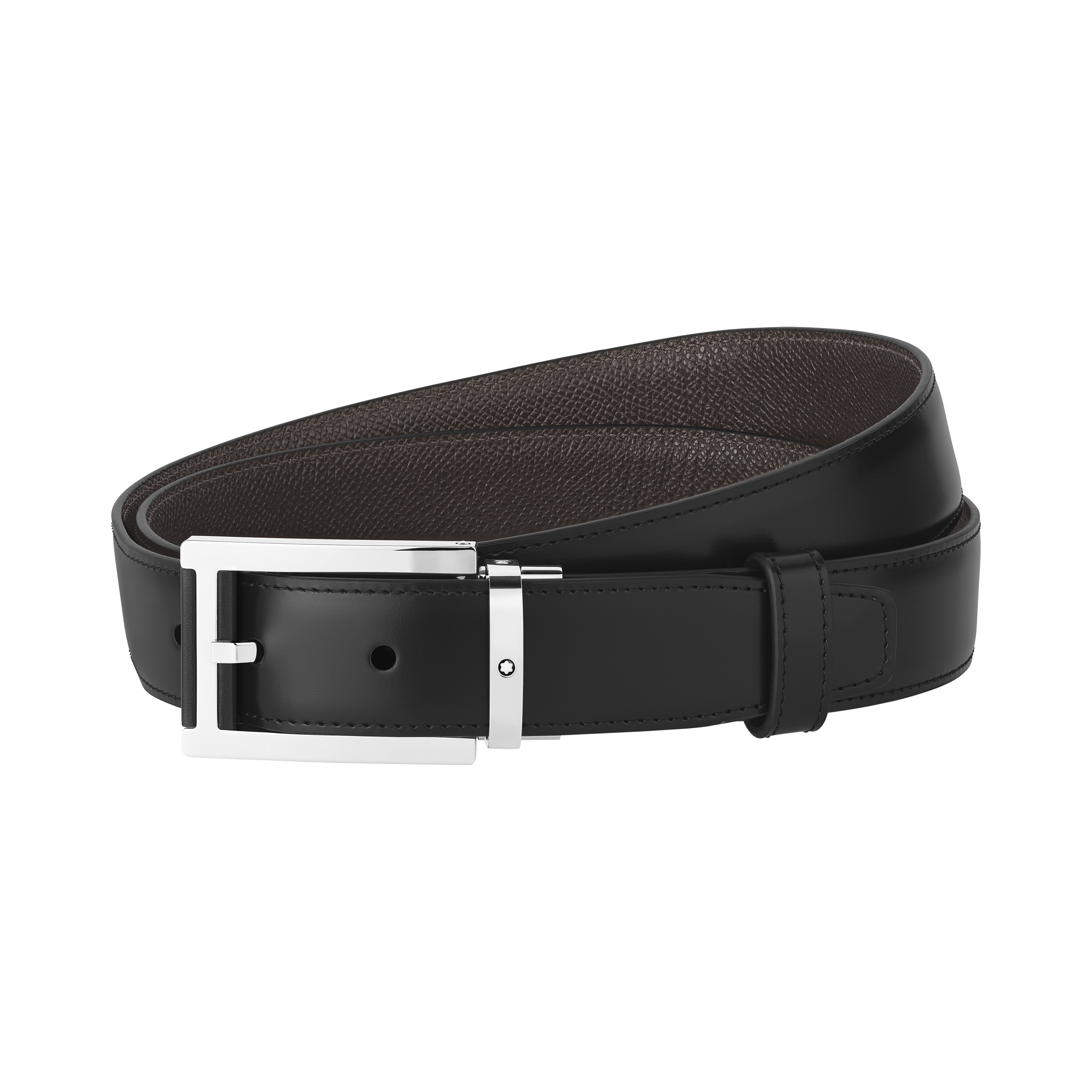 Black/brown 30 mm reversible leather belt, image 2
