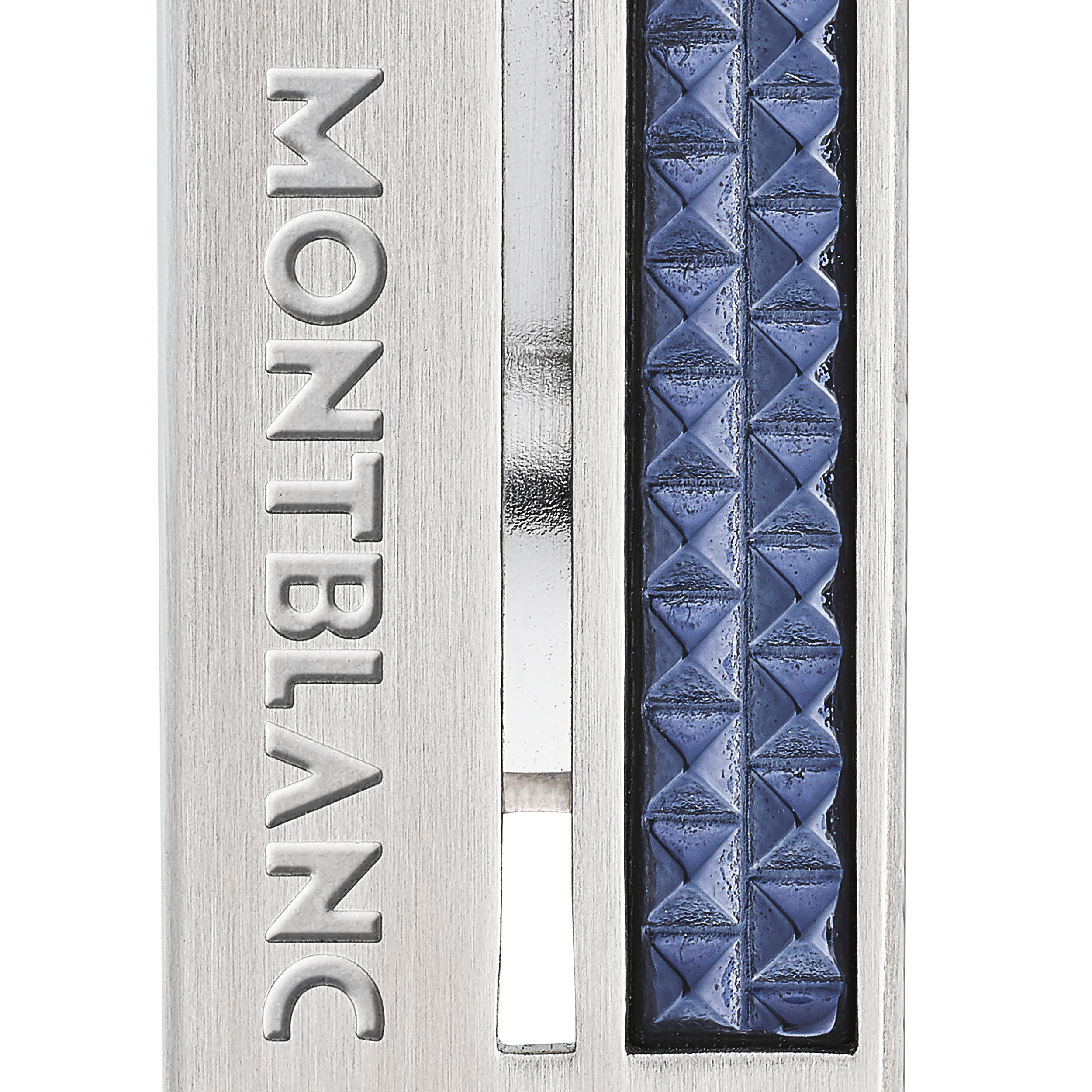 Money Clip in Stainless Steel with Blue Patterned Inlay, image 2