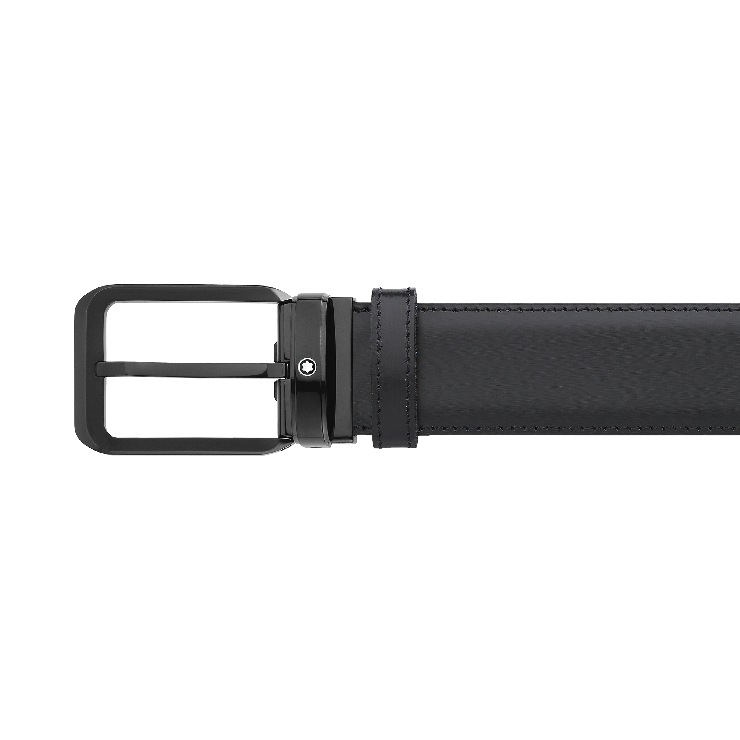 Black 35 mm leather belt, image 1