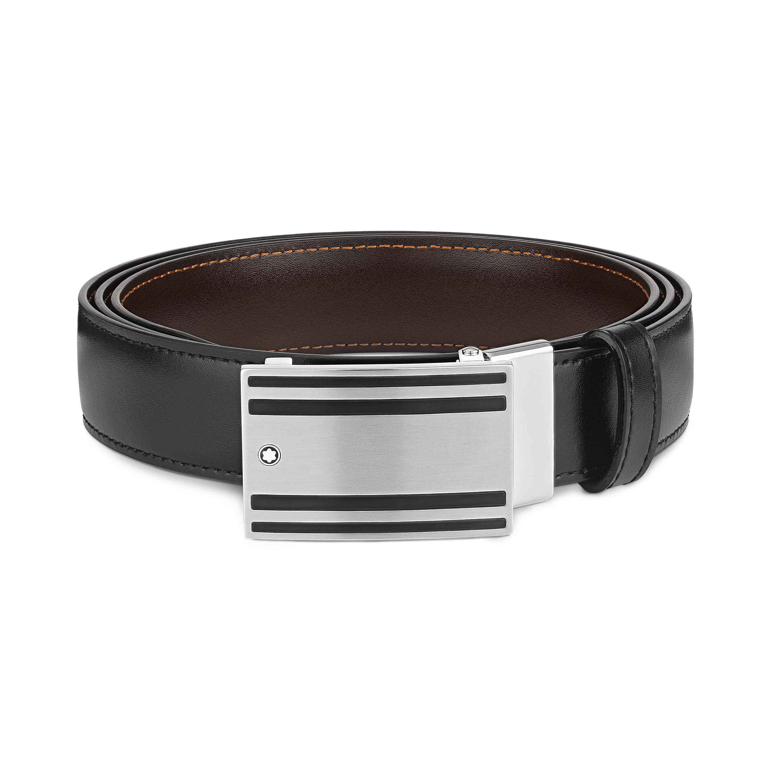 Black/brown 30 mm reversible leather belt, image 1
