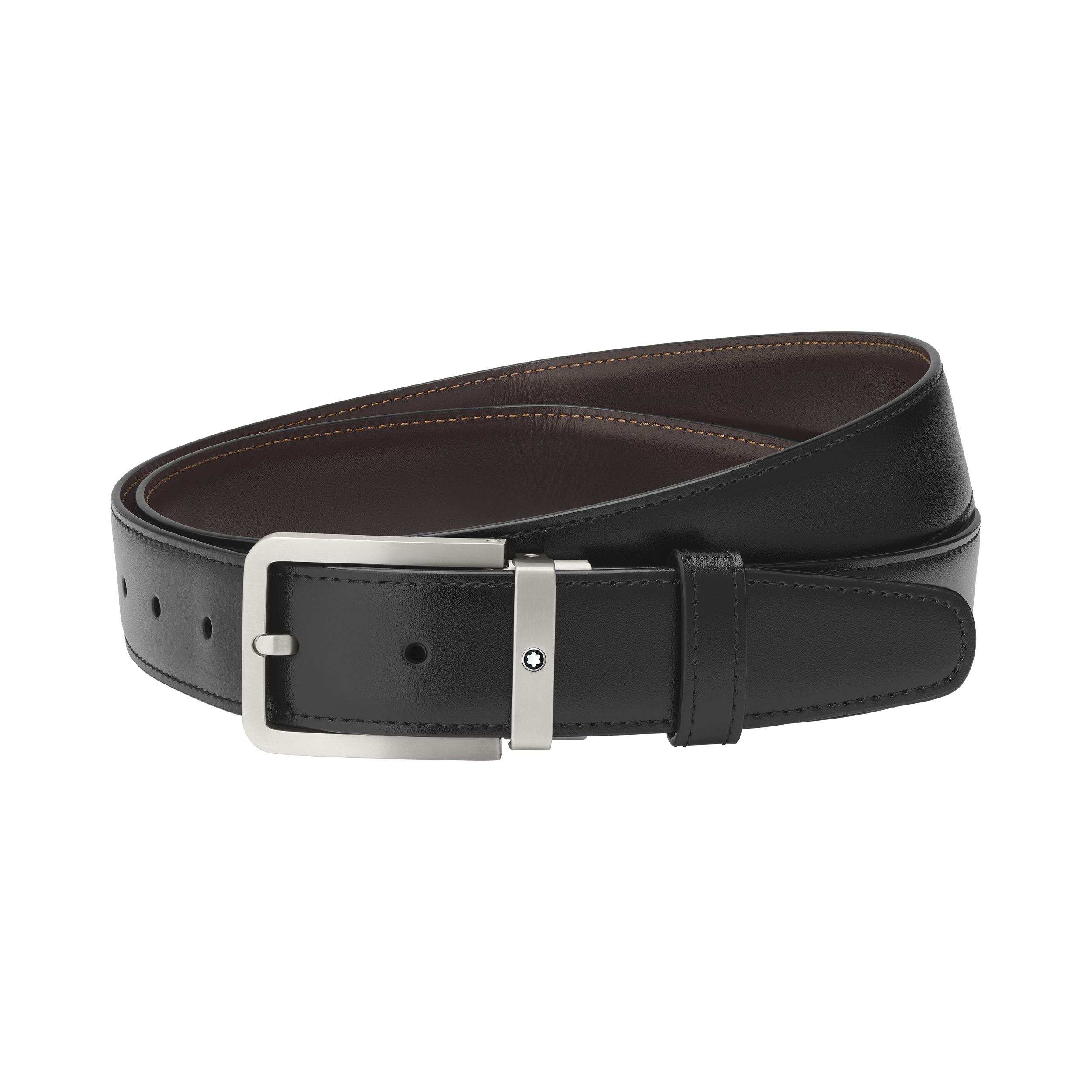 Black/brown 32 mm reversible leather belt, image 2