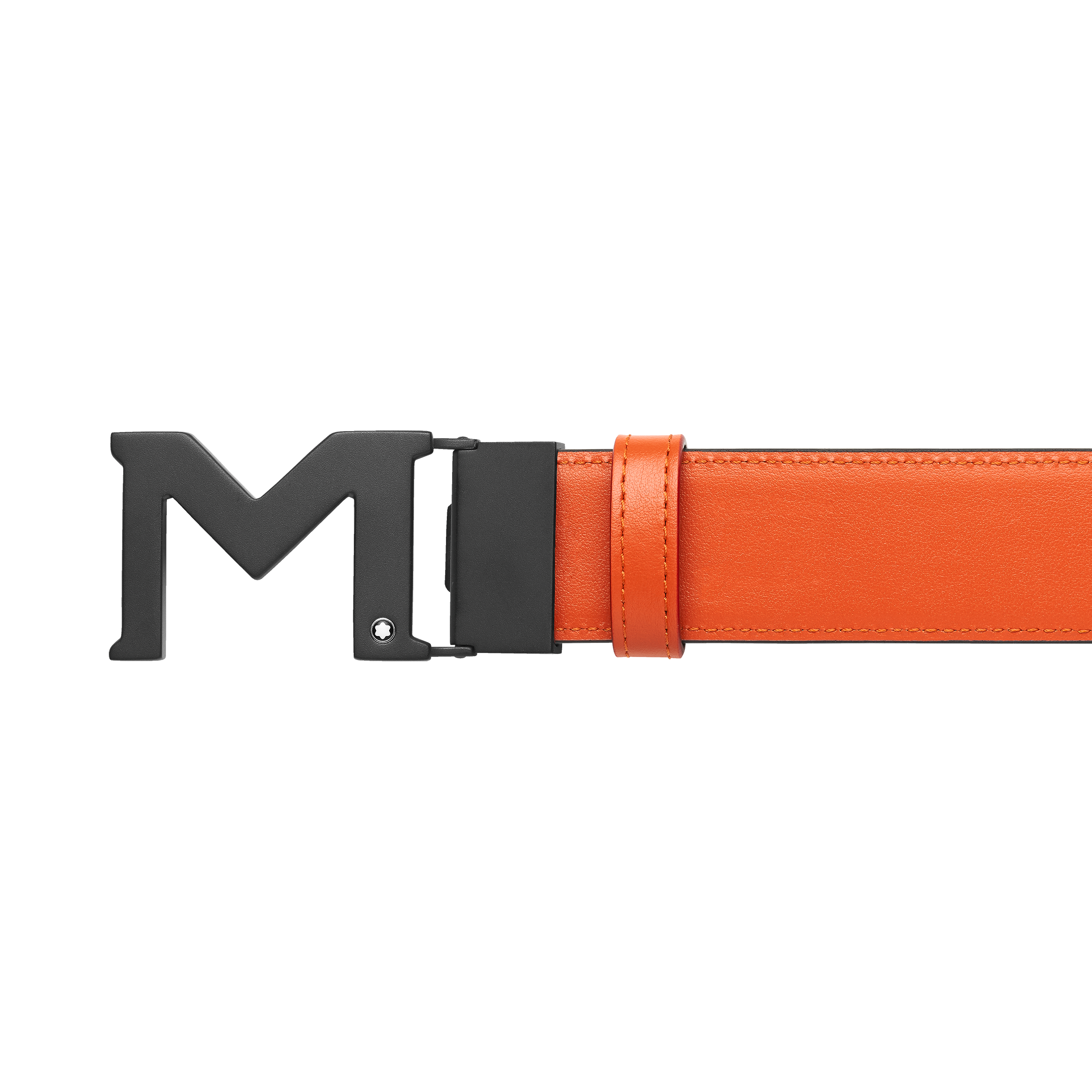 M buckle black/orange 35 mm reversible leather belt, image 3