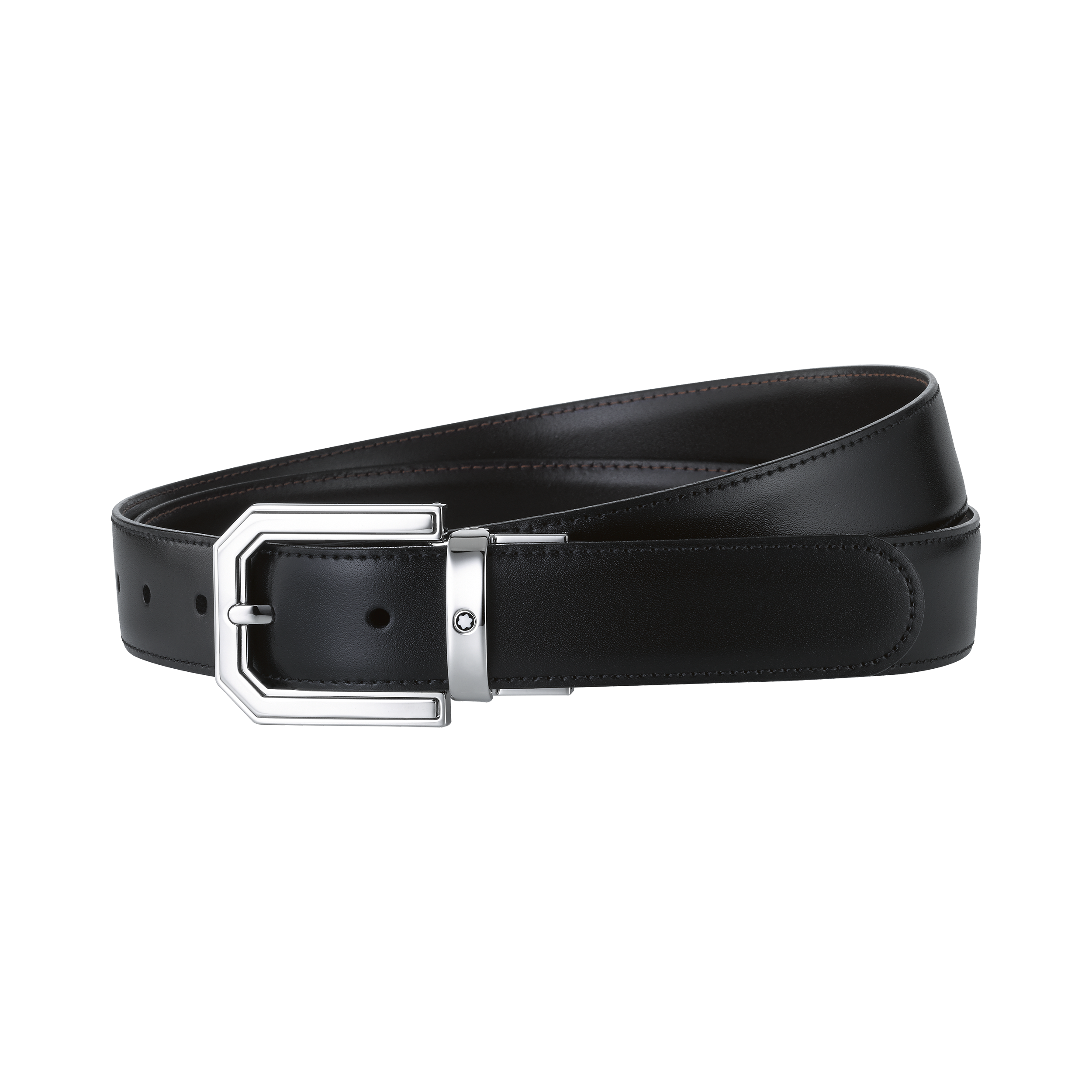 Black/brown 30 mm reversible leather belt, image 2