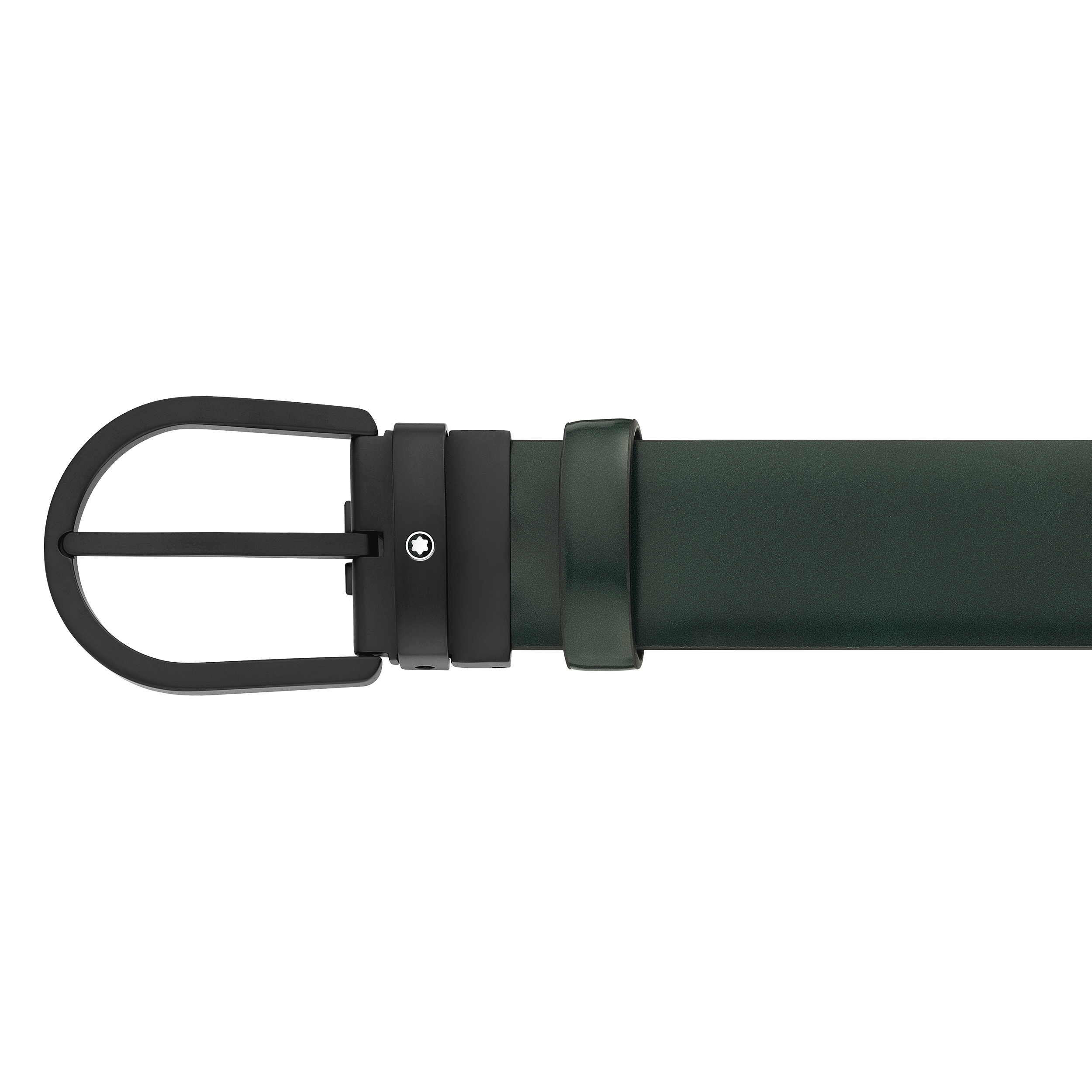 Horseshoe buckle green 35 mm leather belt, image 2