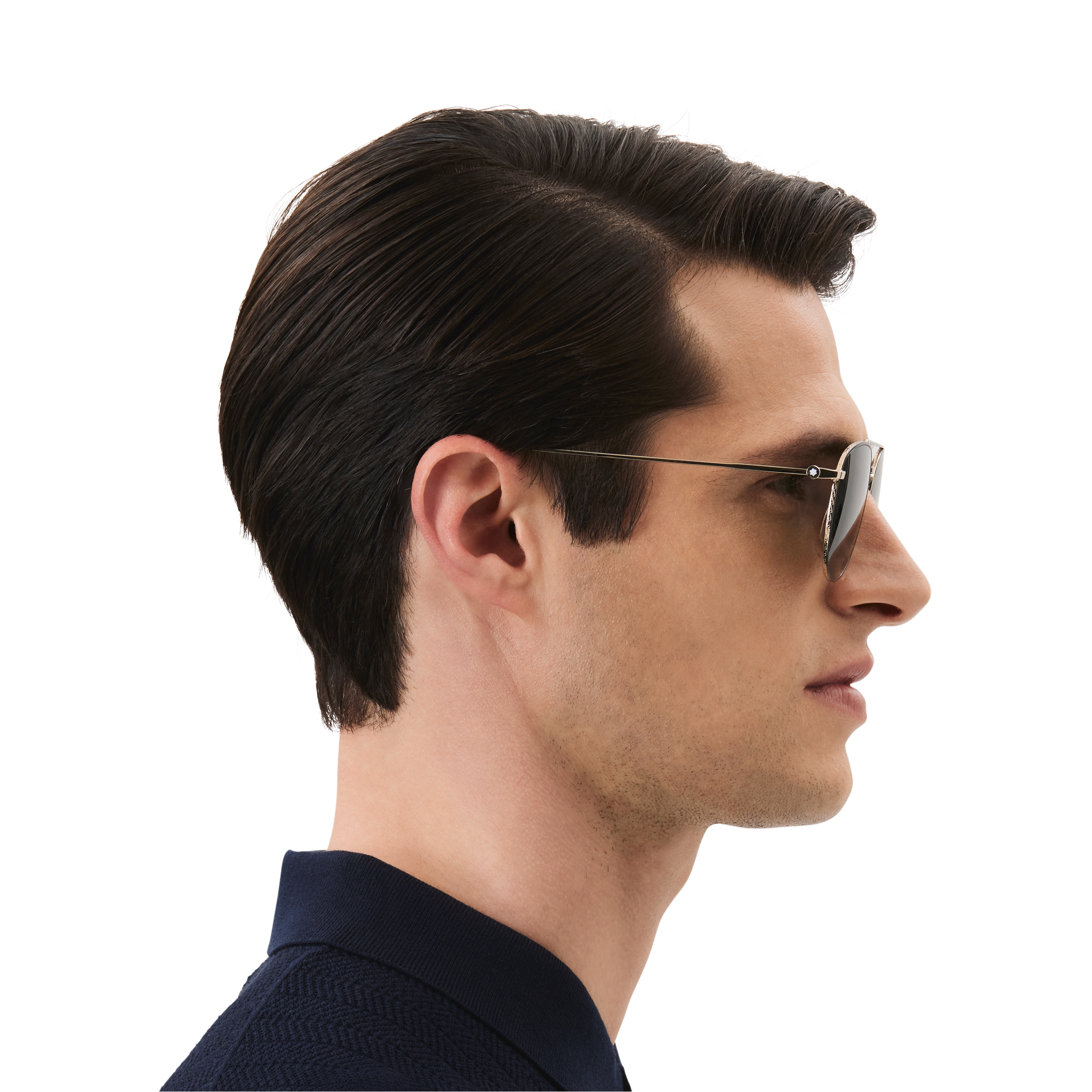 Round Sunglasses with Gold-Colored Metal Frame and Green Lenses, image 3
