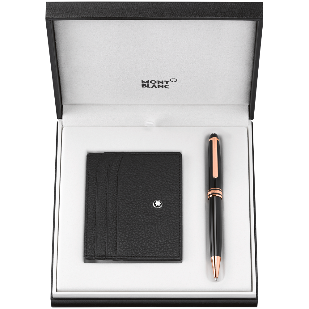 Set with Meisterstück Rose Gold Classique Ballpoint Pen and Meisterstück Soft Grain Pocket Holder 6cc, image 1