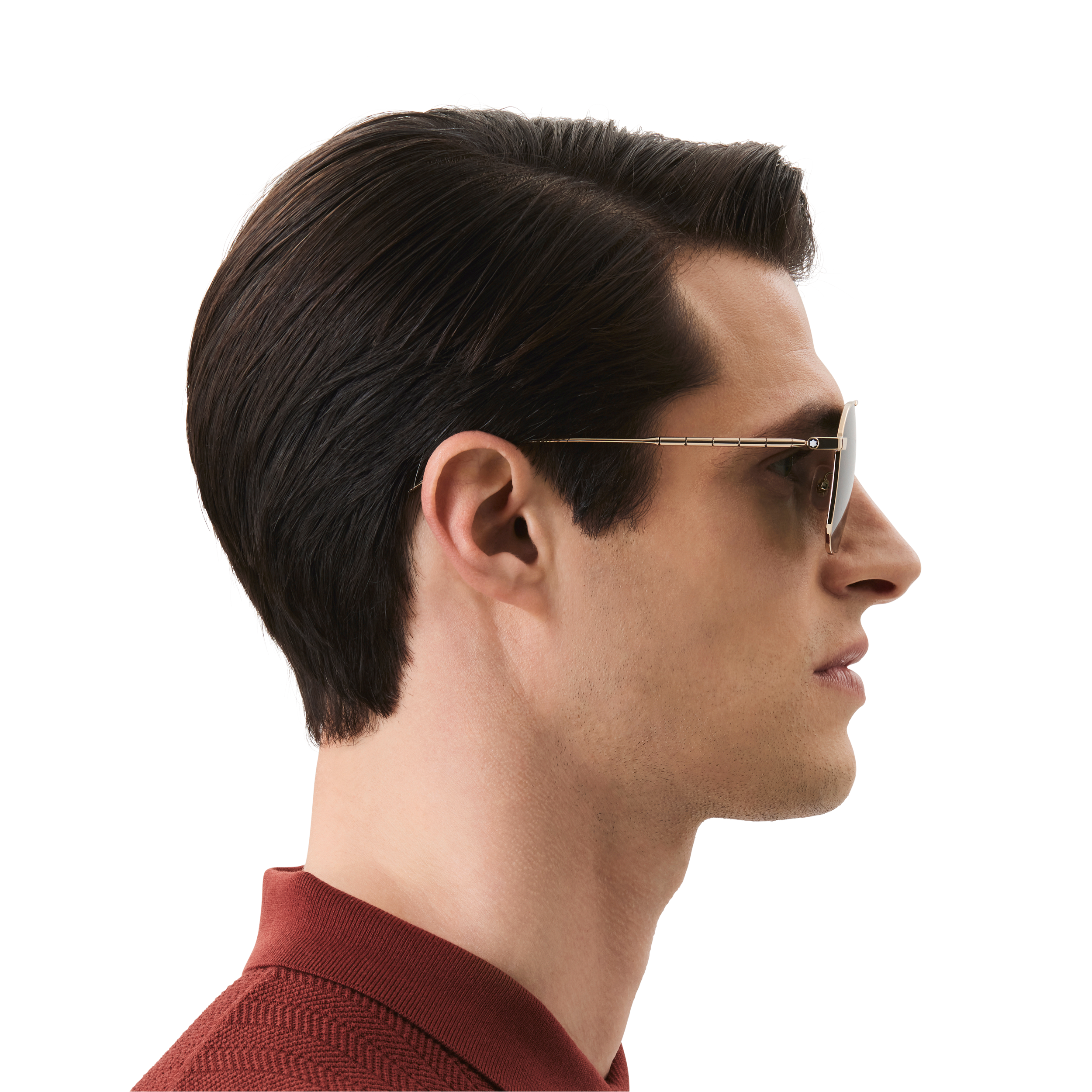 Rectangular Sunglasses with Gold-Colored Metal Frame, image 3
