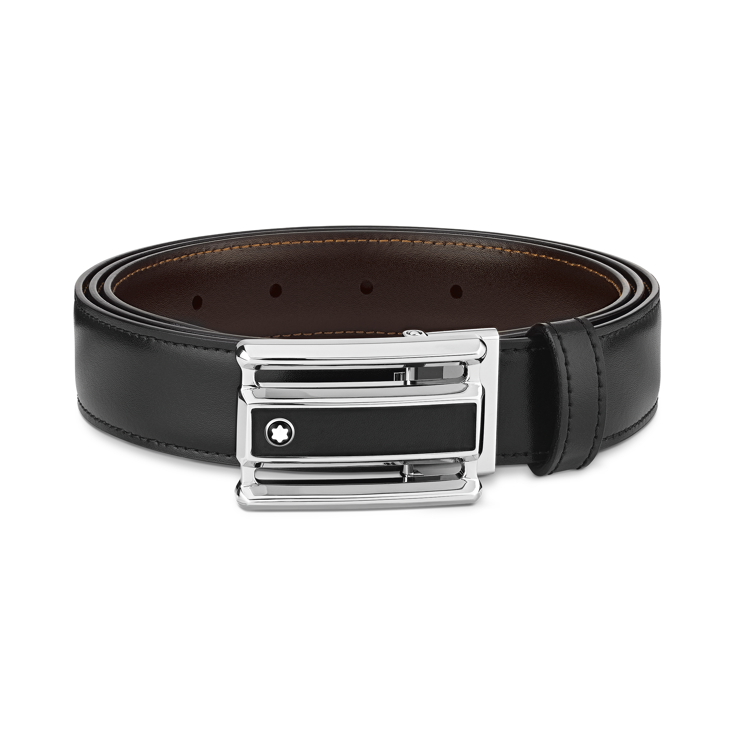 Black/brown 30 mm reversible leather belt, image 1