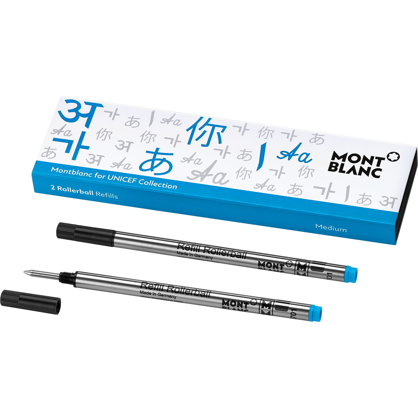 2 Rollerball Refills (M) UNICEF Turquoise