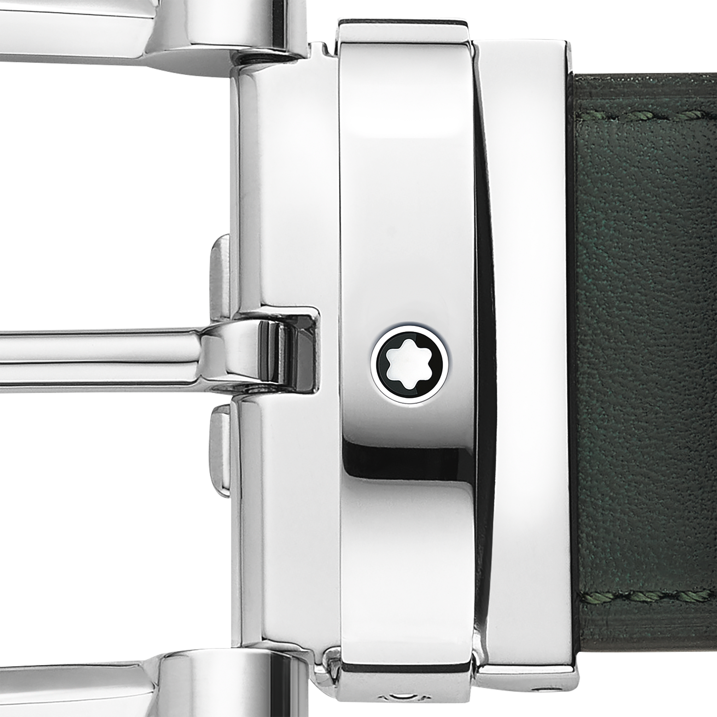 Horseshoe buckle green/tan 35 mm reversible leather belt, image 4
