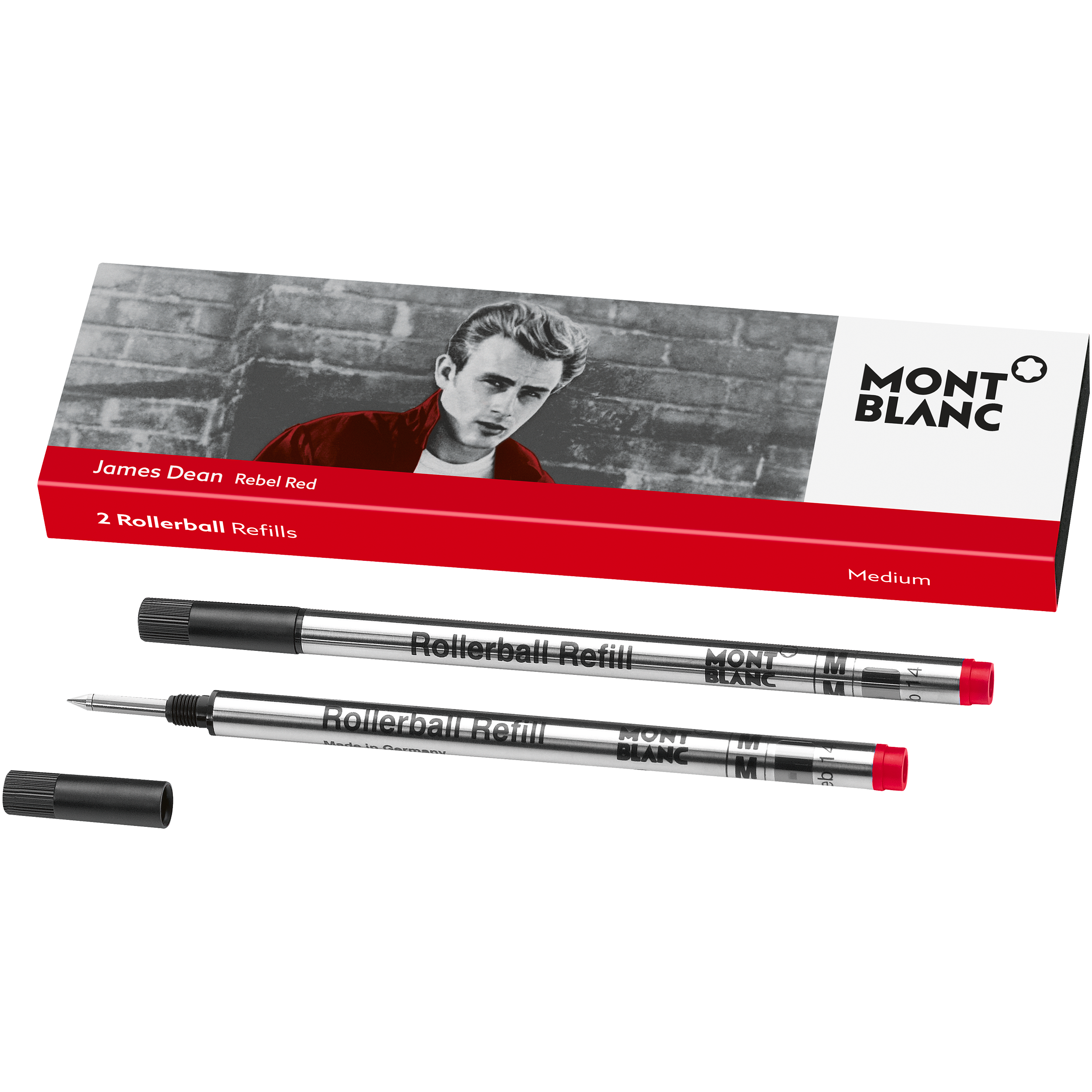 2 Rollerball Refills (M) Great Characters, James Dean, image 2