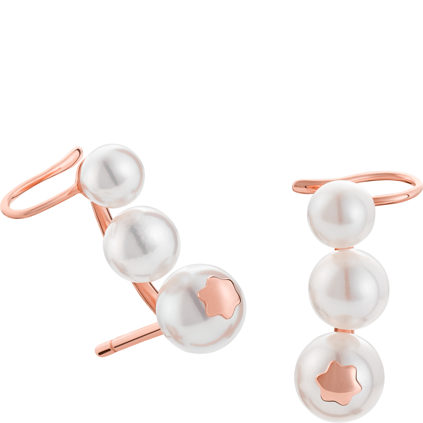 Earcuff in pink gold with Akoya pearls, image 1