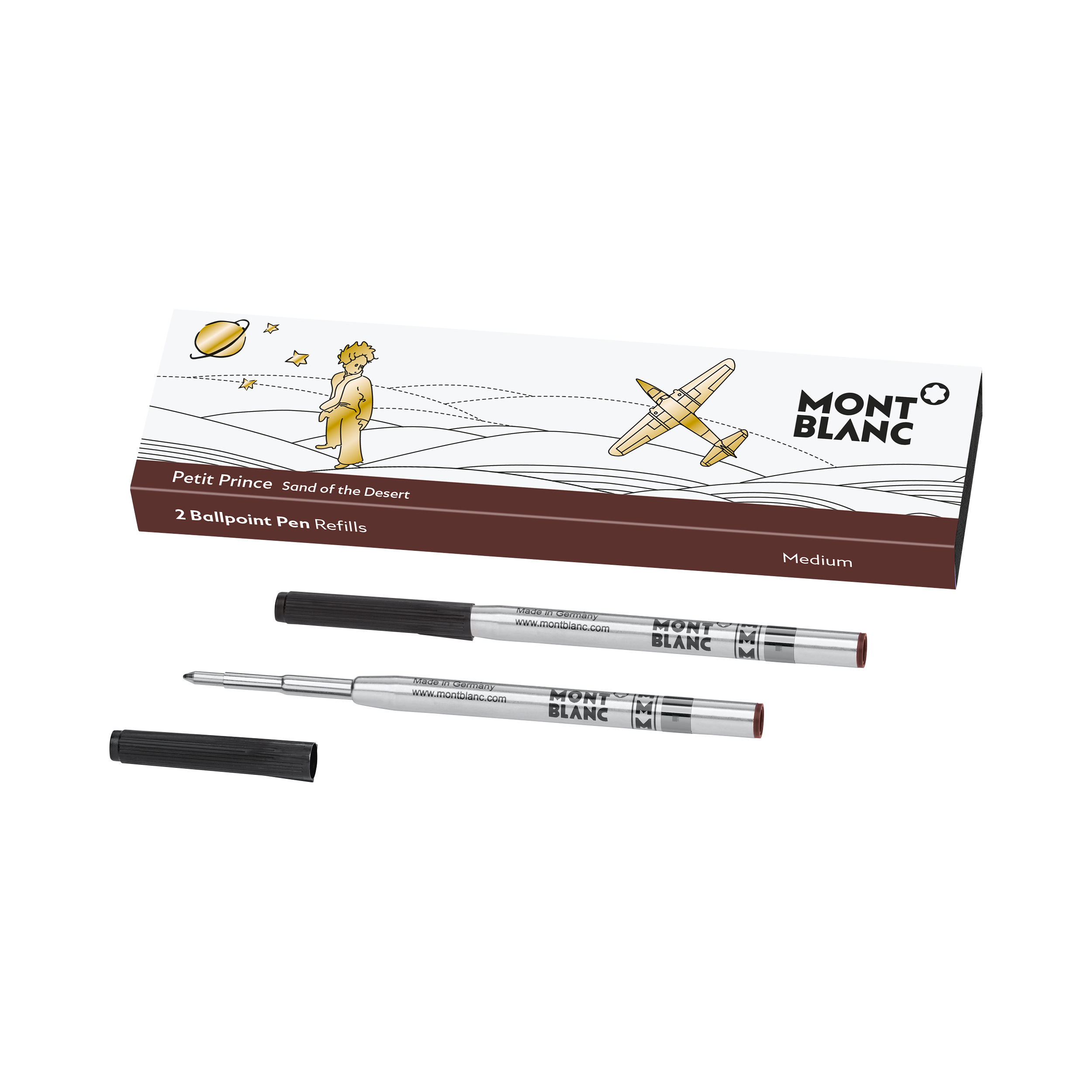 2 Ballpoint Pen Refills (M) Le Petit Prince, Sand of the Desert, Brown
