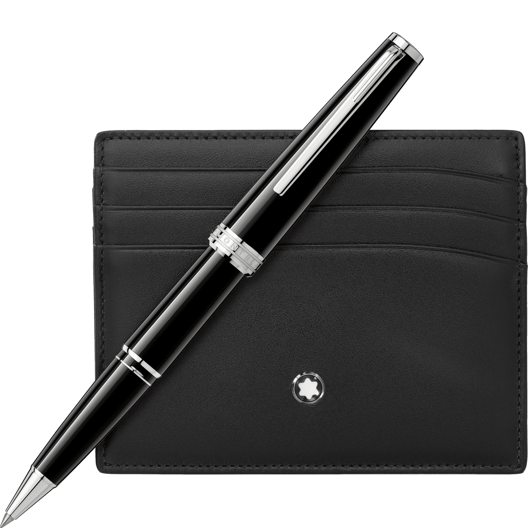 Set with Montblanc PIX Black Rollerball and Black Pocket Holder 6cc, image 1