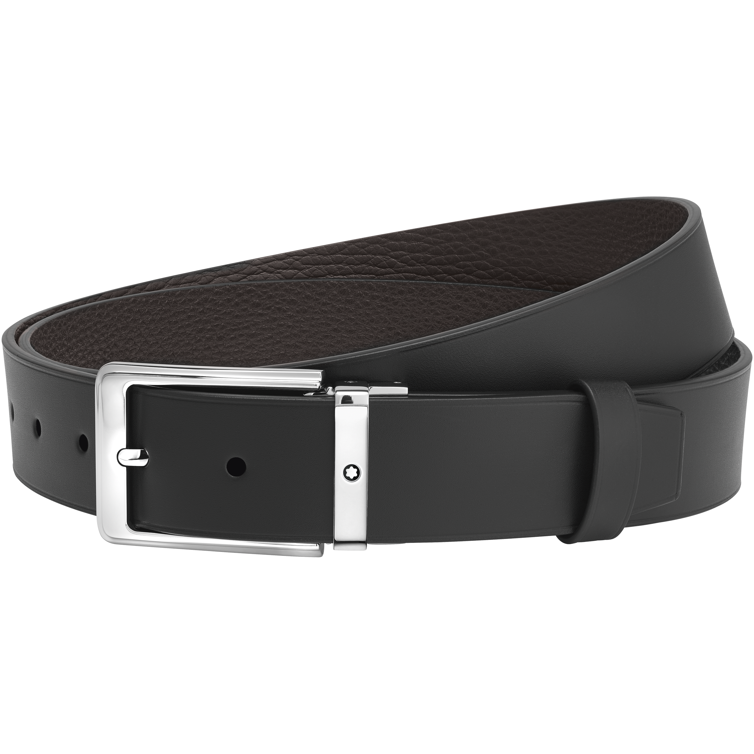 Black/brown 35 mm reversible leather belt, image 2