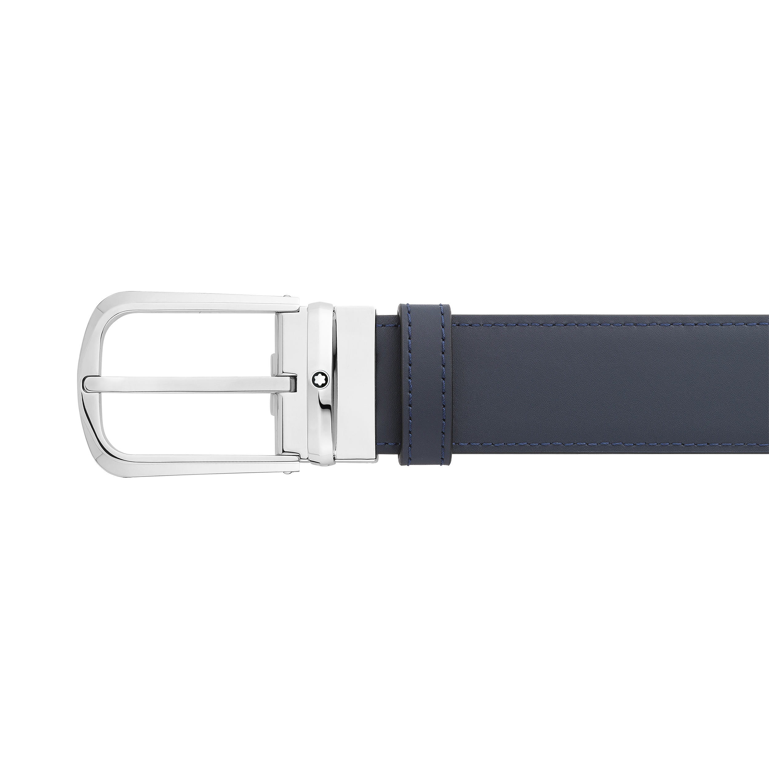Black/blue 35 mm reversible leather belt, image 1