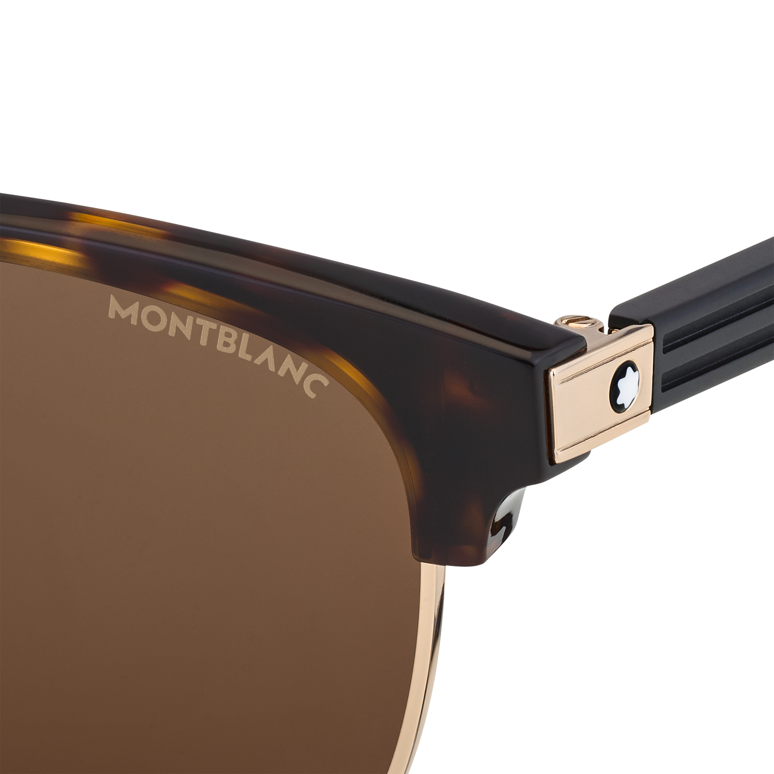 Rectangular Gold-Colored Sunglasses with Brown-Colored Acetate Frame, image 2