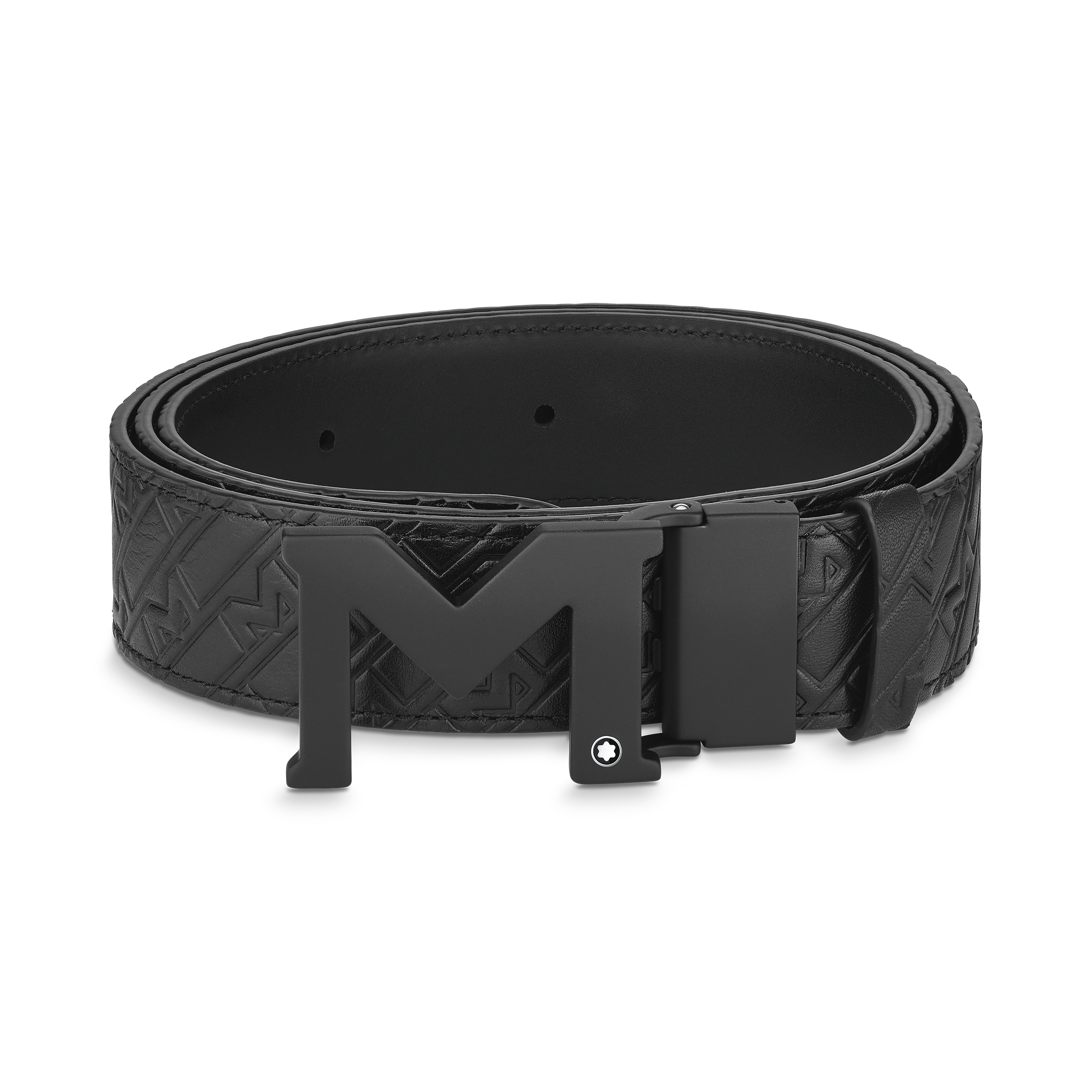M buckle embossed black/plain black 35 mm reversible leather belt, image 3